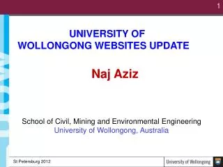 UNIVERSITY OF WOLLONGONG WEBSITES UPDATE Naj Aziz