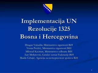 implementacija un rezolucije 1325 bosna i hercegovina
