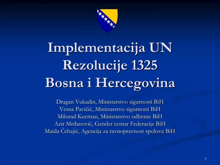 implementacija un rezolucije 1325 bosna i hercegovina