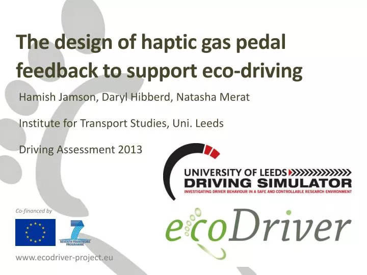 the design of haptic gas pedal feedback to support eco driving