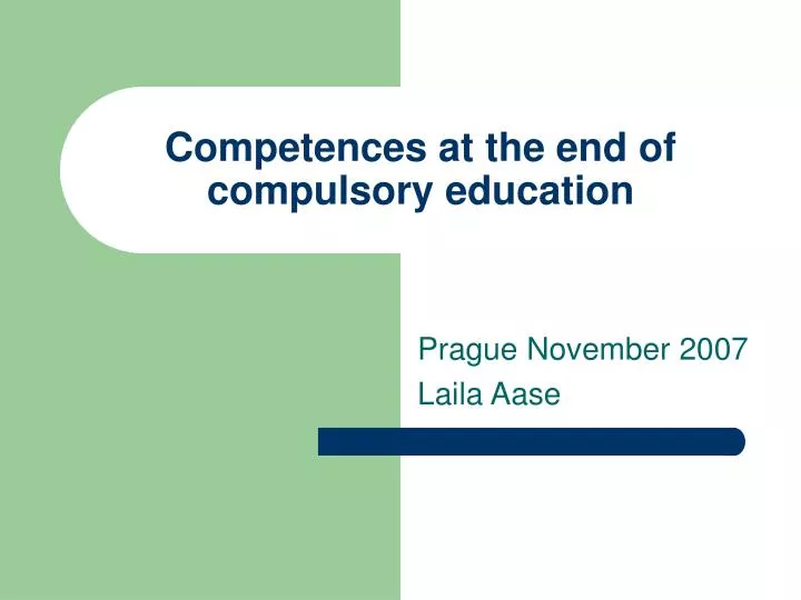 competences at the end of compulsory education