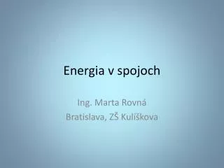 energia v spojoch