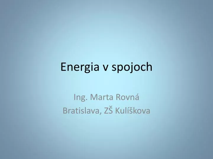 energia v spojoch