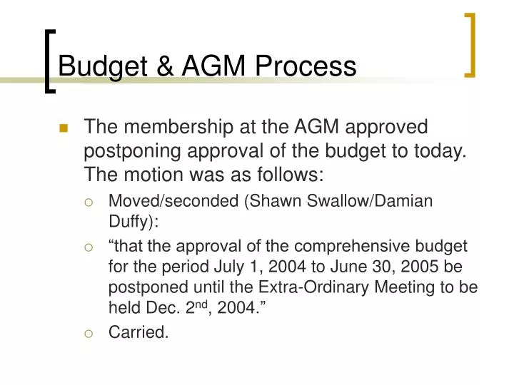 budget agm process