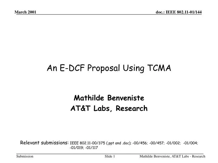an e dcf proposal using tcma
