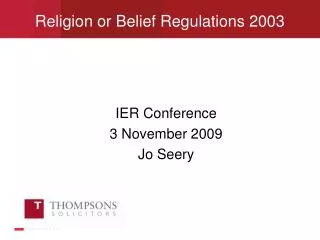 IER Conference 3 November 2009 Jo Seery