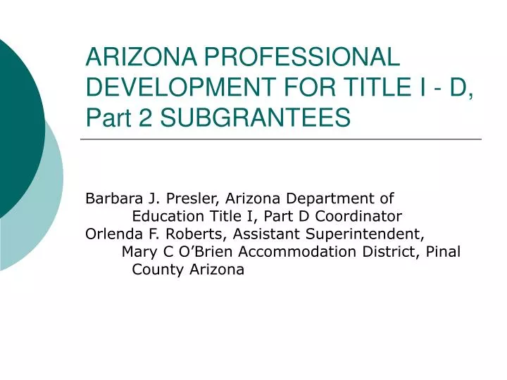 arizona professional development for title i d part 2 subgrantees