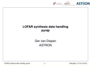 LOFAR synthesis data handling pyrap