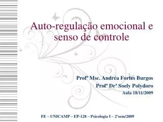 auto regula o emocional e senso de controle