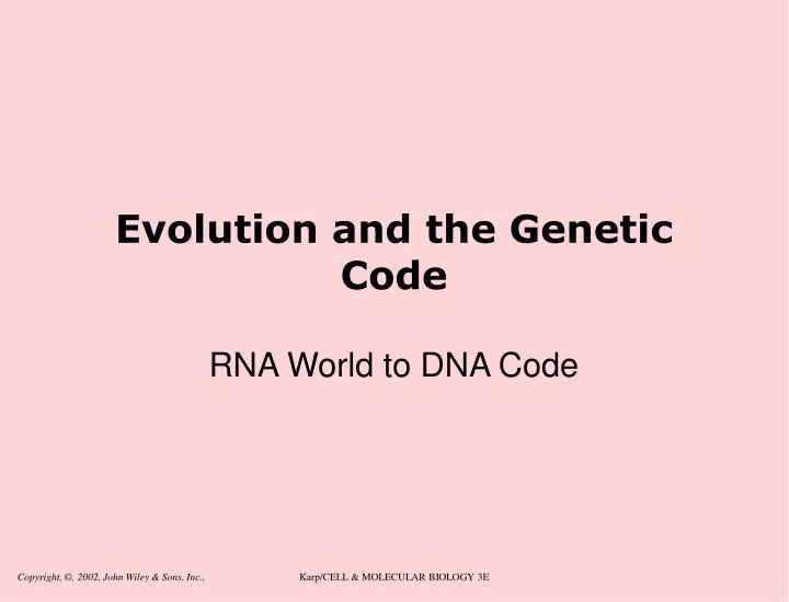 evolution and the genetic code