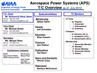 Aerospace Power Systems (APS) T/C Overview as of July 2012