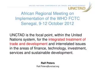 african regional meeting on implementation of the who fctc senegal 9 12 october 2012