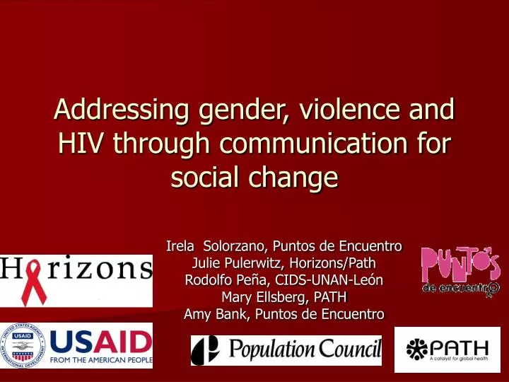 addressing gender violence and hiv through communication for social change