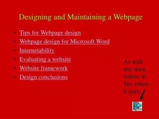 Designing and Maintaining a Webpage