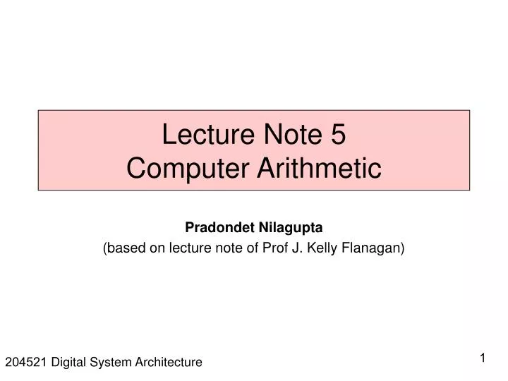 lecture note 5 computer arithmetic
