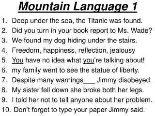 Mountain Language 1