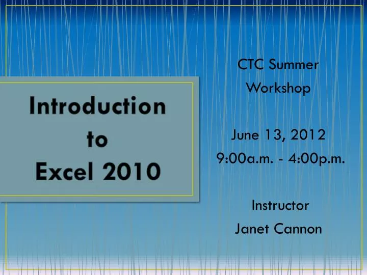 introduction to excel 2010