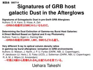 signatures of grb host galactic dust in the afterglows