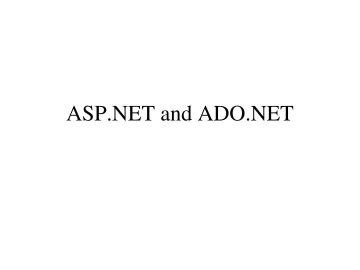 asp net and ado net