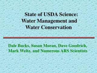 State of USDA Science: Water Management and Water Conservation