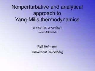 Nonperturbative and analytical approach to Yang-Mills thermodynamics