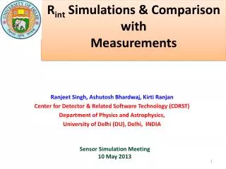 R int Simulations &amp; Comparison with Measurements