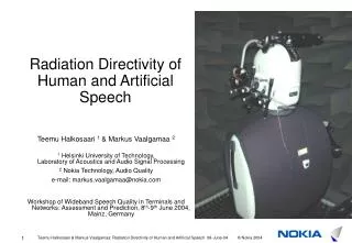 Radiation Directivity of Human and Artificial Speech