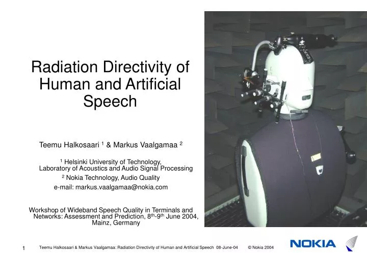 radiation directivity of human and artificial speech