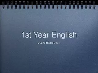 1st Year English