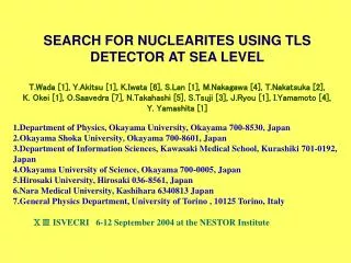 SEARCH FOR NUCLEARITES USING TLS DETECTOR AT SEA LEVEL