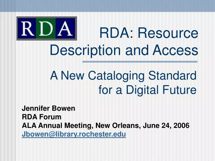 rda resource description and access