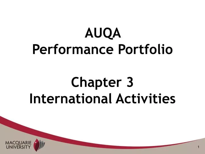 auqa performance portfolio chapter 3 international activities