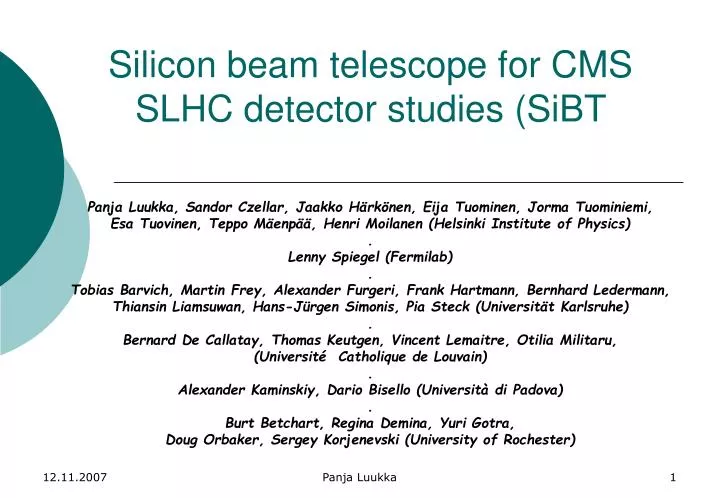 silicon beam telescope for cms slhc detector studies sibt