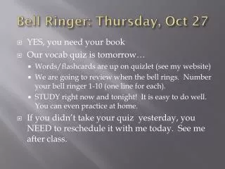 Bell Ringer: Thursday, Oct 27