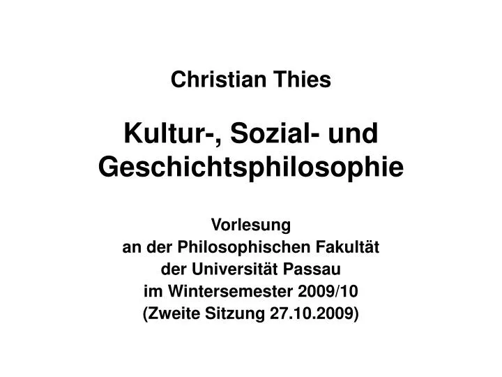 christian thies kultur sozial und geschichtsphilosophie