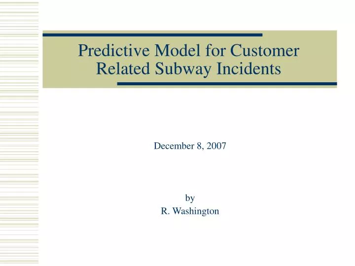 predictive model for customer related subway incidents