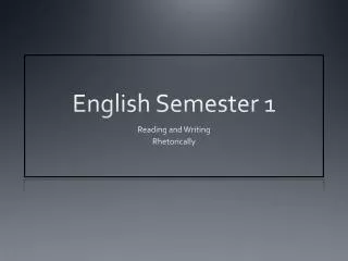 English Semester 1