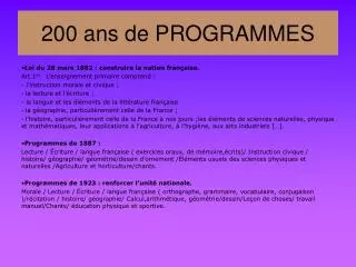 200 ans de programmes