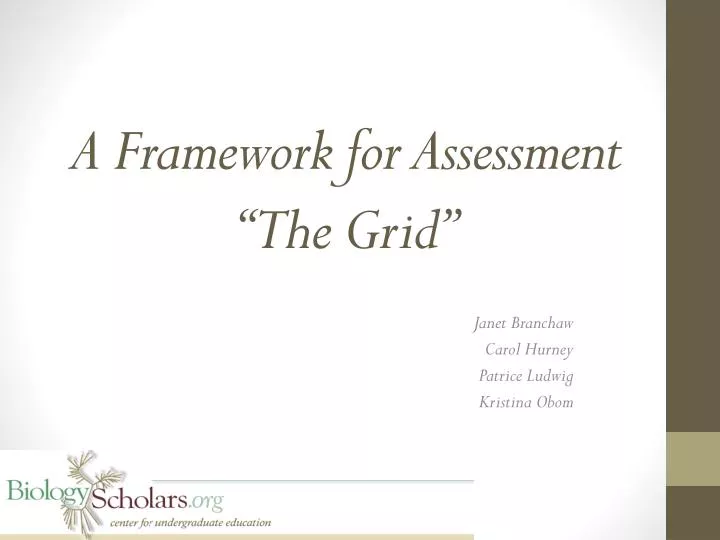 a framework for assessment the grid