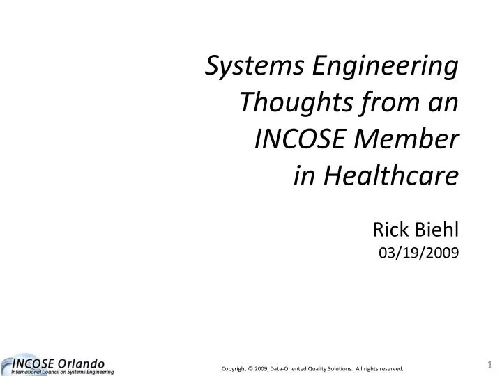 systems engineering thoughts from an incose member in healthcare