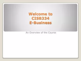 Welcome to CISB334 E-Business