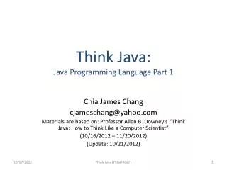 Think Java: Java Programming Language Part 1