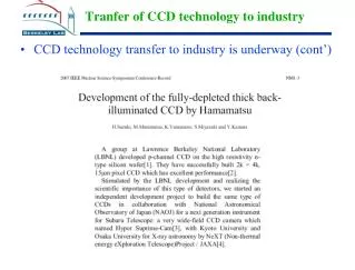 Tranfer of CCD technology to industry