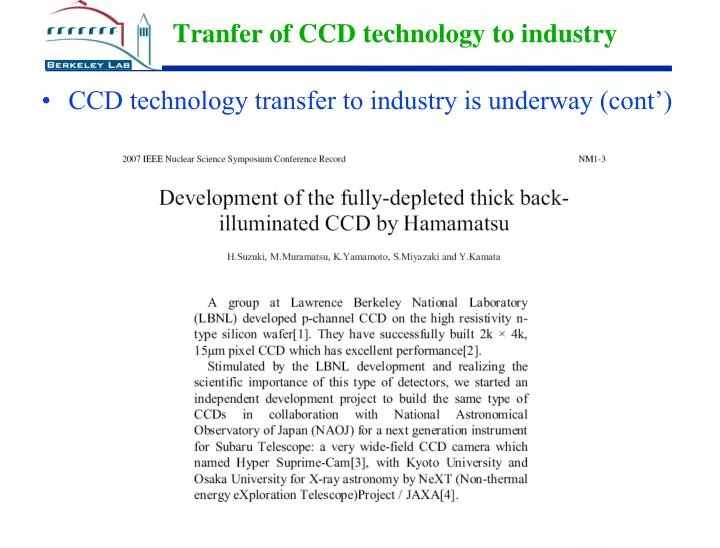 tranfer of ccd technology to industry