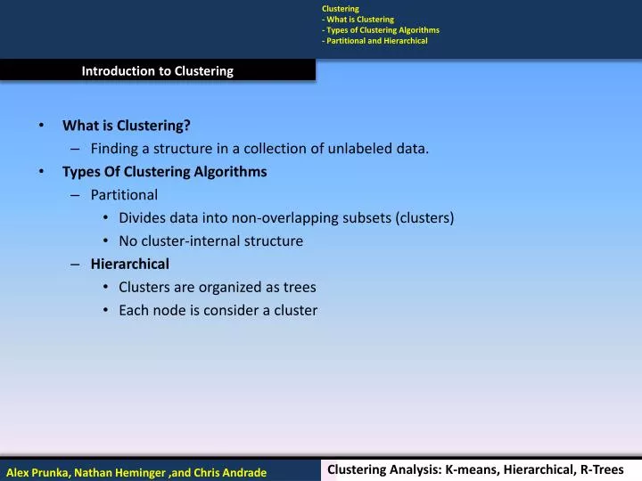 introduction to clustering