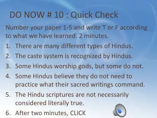 DO NOW # 10 : Quick Check