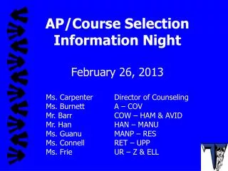 AP/Course Selection Information Night February 26, 2013