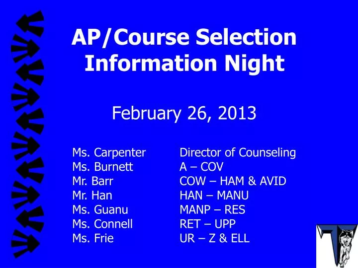 ap course selection information night february 26 2013