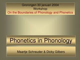 Phonetics in Phonology