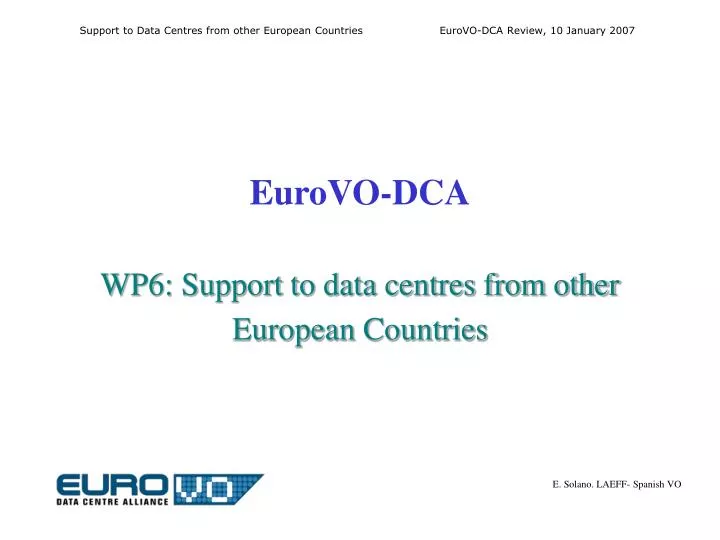eurovo dca wp6 support to data centres from other european countries
